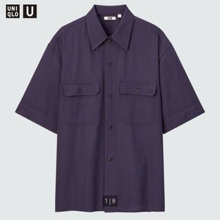 ユニクロ(UNIQLO)の美品 ユニクロU オーバーサイズワークシャツ ダークパープル Mサイズ(シャツ)