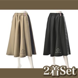 【新品】PERSON'S✧サイドライン フレアースカート ２着セット