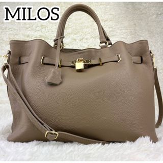 MILOS - 極美品✨ミロス　2way レザー　金具付きトートバッグ　ベージュ　ゴールド　上品