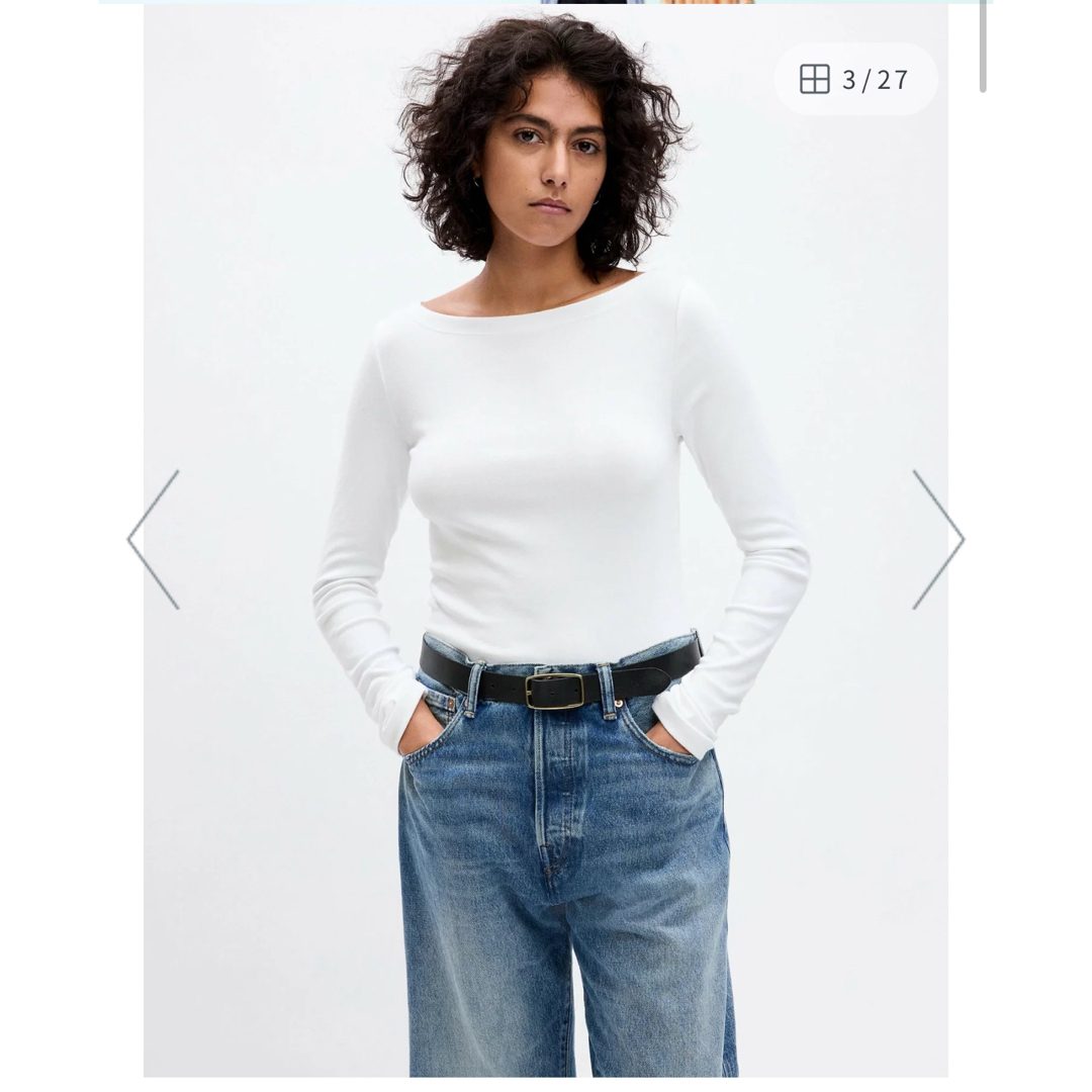 GAP(ギャップ)の(W)モダン ボートネックTシャツ レディースのトップス(カットソー(長袖/七分))の商品写真