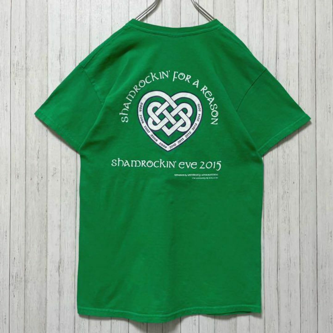 ギルダン　Tシャツ　ビッグプリント　グリーン　半袖　バックプリント　S メンズのトップス(Tシャツ/カットソー(半袖/袖なし))の商品写真