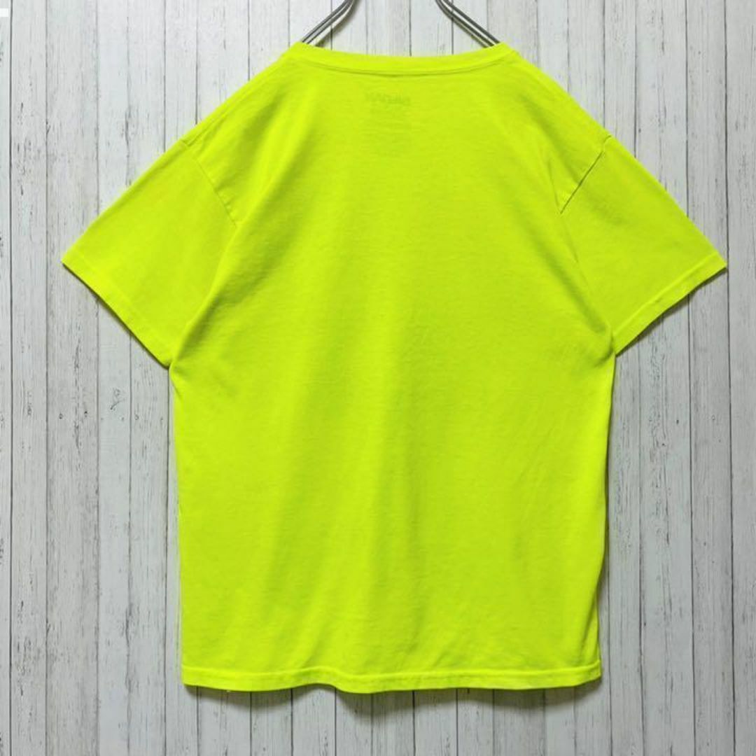 ギルダン　Tシャツ　蛍光イエロー　ビッグプリント　半袖　2XL(18) メンズのトップス(Tシャツ/カットソー(半袖/袖なし))の商品写真