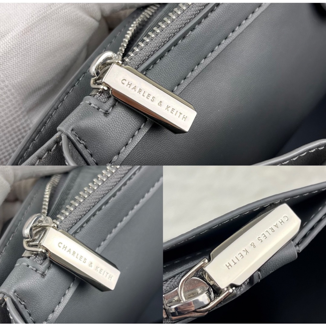 Charles and Keith(チャールズアンドキース)の未使用✨チャールズアンドキース クラシックダブルハンドルトートバッグ　グレー レディースのバッグ(トートバッグ)の商品写真