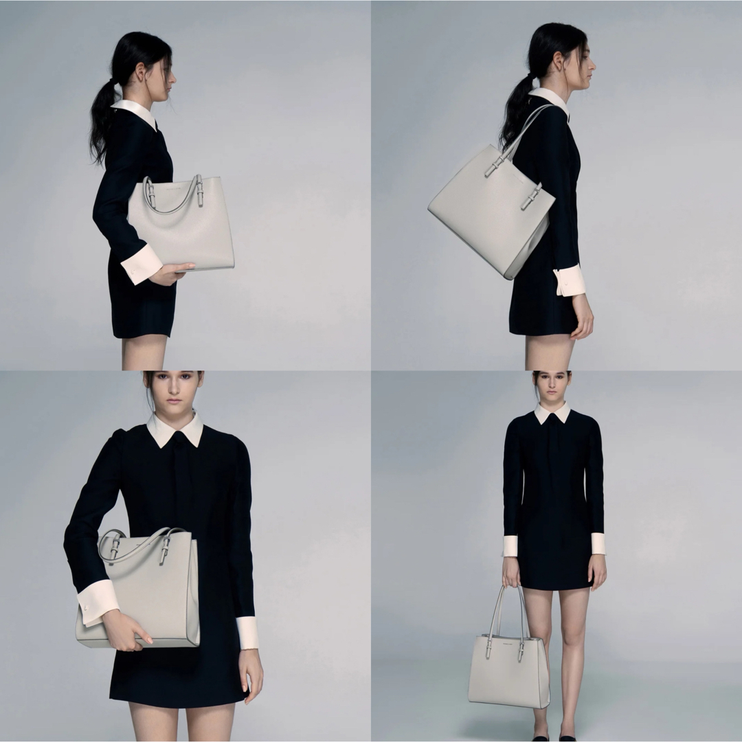 Charles and Keith(チャールズアンドキース)の未使用✨チャールズアンドキース クラシックダブルハンドルトートバッグ　グレー レディースのバッグ(トートバッグ)の商品写真