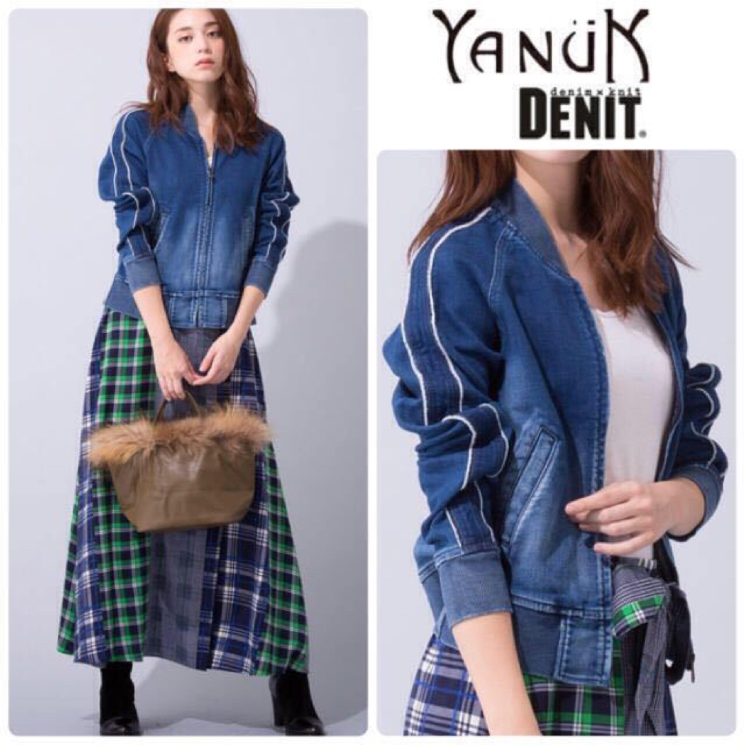 YANUK(ヤヌーク)のヤヌーク DENIT デニム LINEジャケット BOMBER 新品 S レディースのジャケット/アウター(Gジャン/デニムジャケット)の商品写真