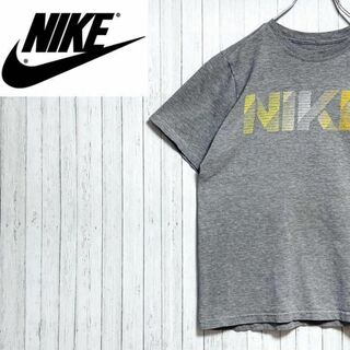 NIKE ナイキ　Tシャツ　ビッグロゴ　グレー　ビッグプリント　古着女子　L(Tシャツ(半袖/袖なし))