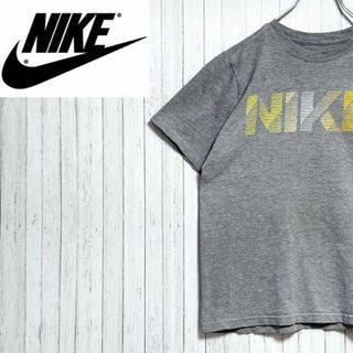 NIKE ナイキ　Tシャツ　ビッグロゴ　グレー　ビッグプリント　古着女子　L(Tシャツ(半袖/袖なし))
