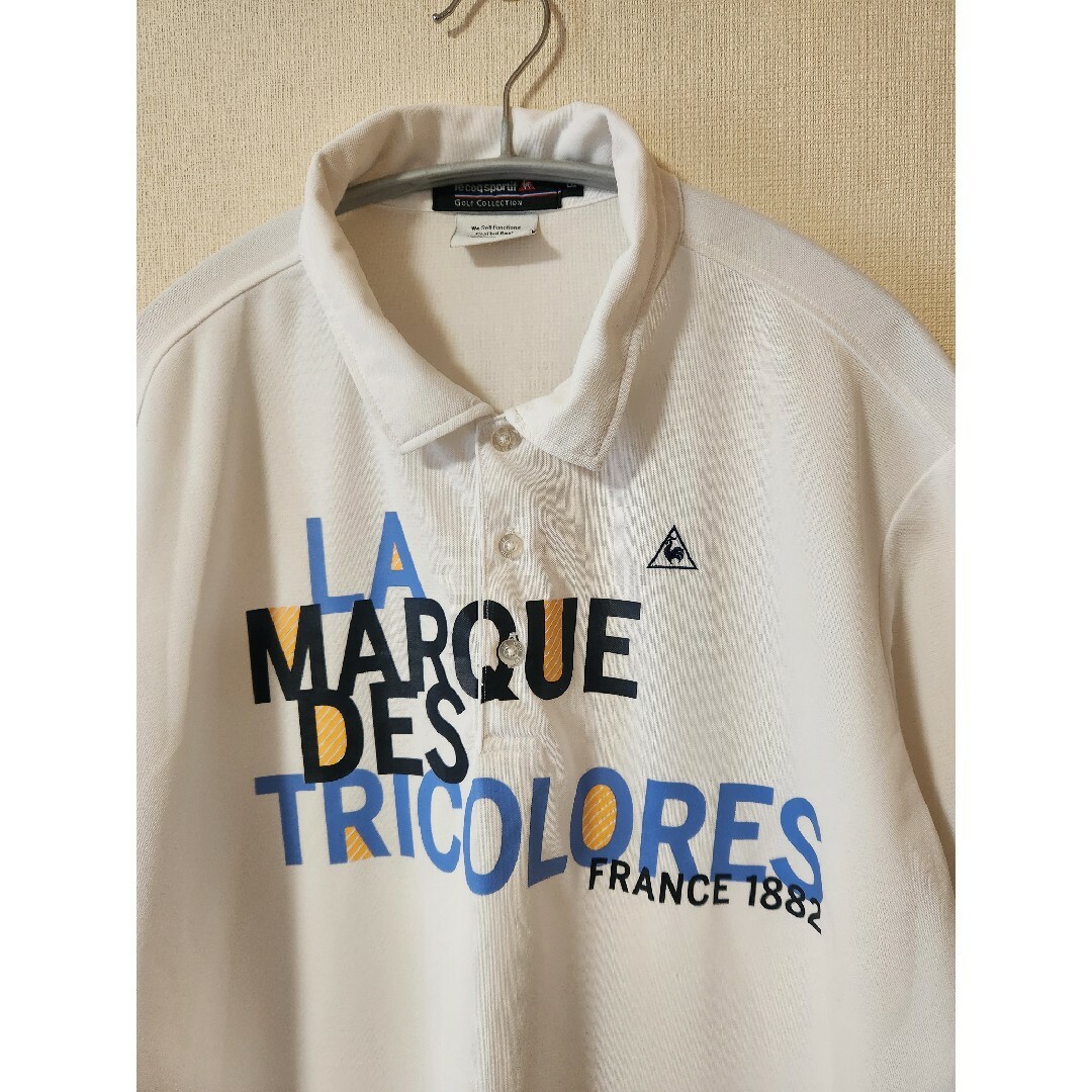 le coq sportif(ルコックスポルティフ)の『lecoqsportif』メンズゴルフウェア　ポロシャツ　白色　LLサイズ スポーツ/アウトドアのゴルフ(ウエア)の商品写真
