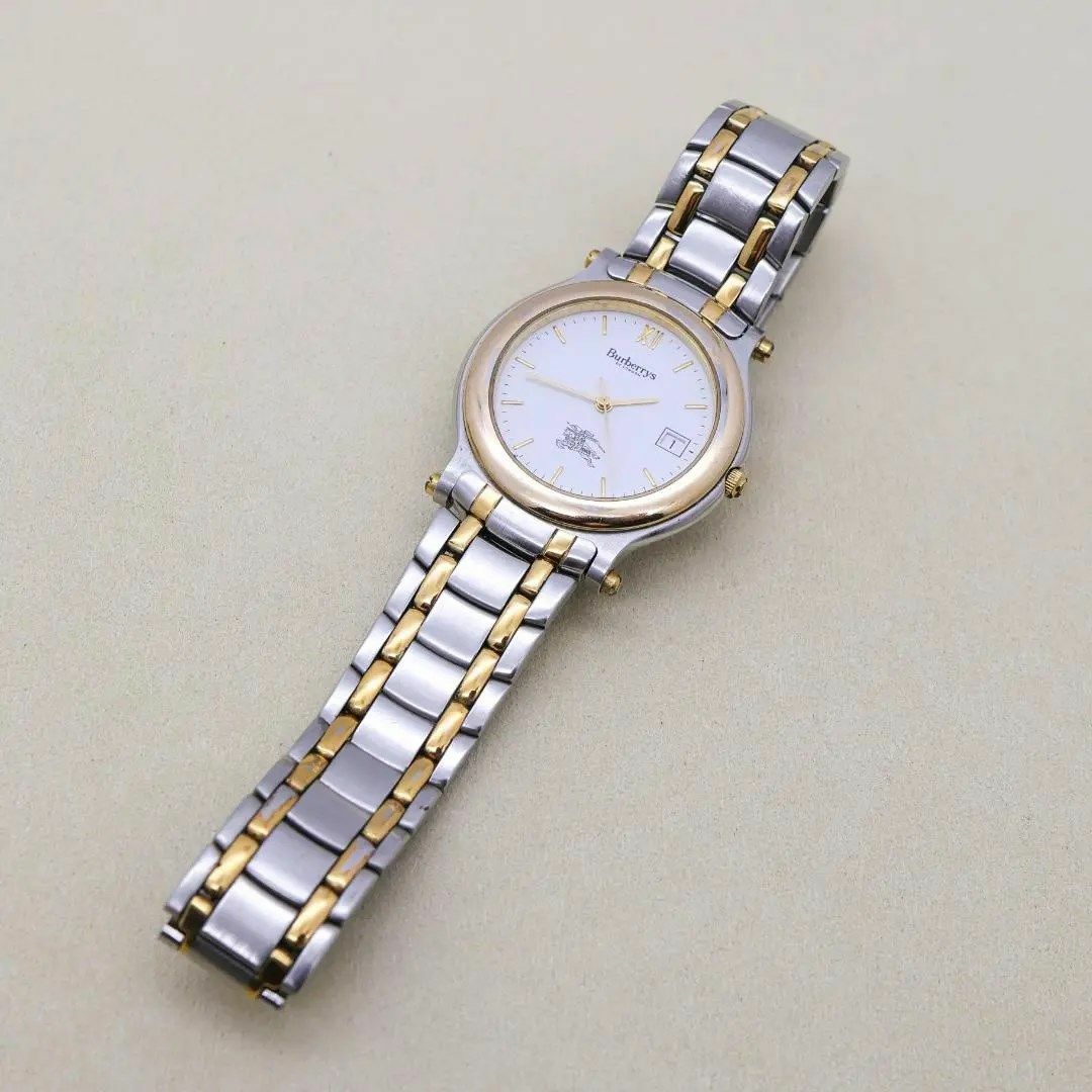 BURBERRY(バーバリー)の◆稼働 BURBERRY 腕時計 デイト ホワイト文字盤 メンズ 新品電池 p メンズの時計(腕時計(アナログ))の商品写真