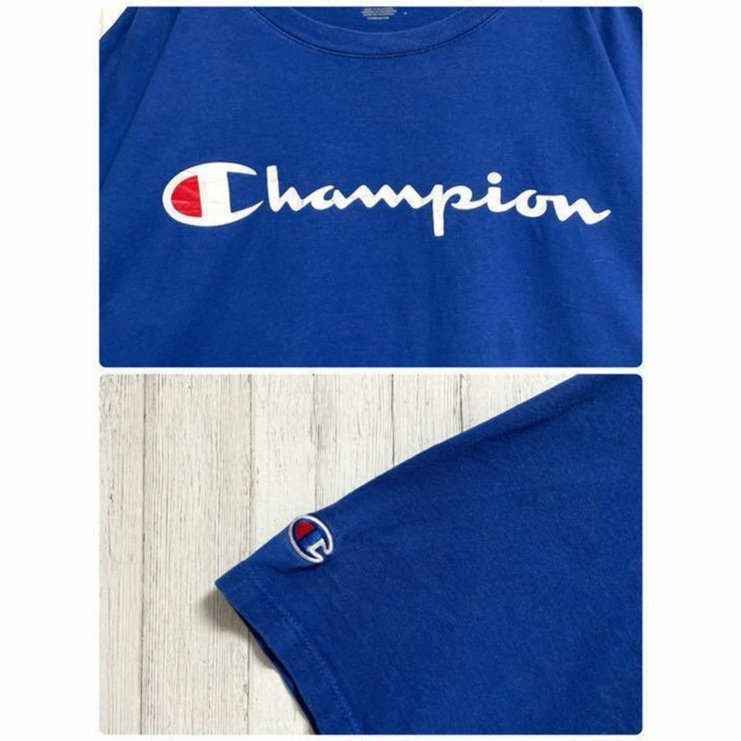 Champion チャンピオン　Tシャツ　ビッグロゴ　ブルー　シルエット　XXL メンズのトップス(Tシャツ/カットソー(半袖/袖なし))の商品写真