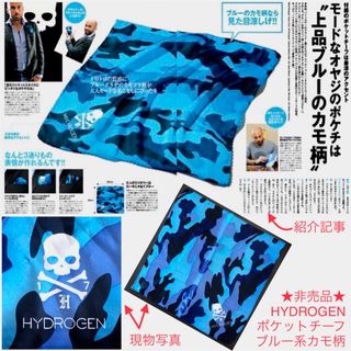 ハイドロゲン(HYDROGEN)の非売品★HYDROGEN ポケットチーフ ブルー系 迷彩カモフラ柄 ハイドロゲン(ハンカチ/ポケットチーフ)