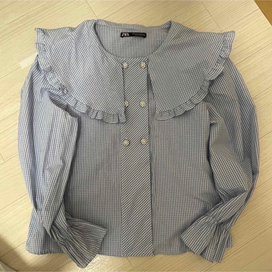 ZARA(ザラ)のZARA 襟付き　トップス　ブラウス　ギンガムチェック レディースのトップス(シャツ/ブラウス(長袖/七分))の商品写真