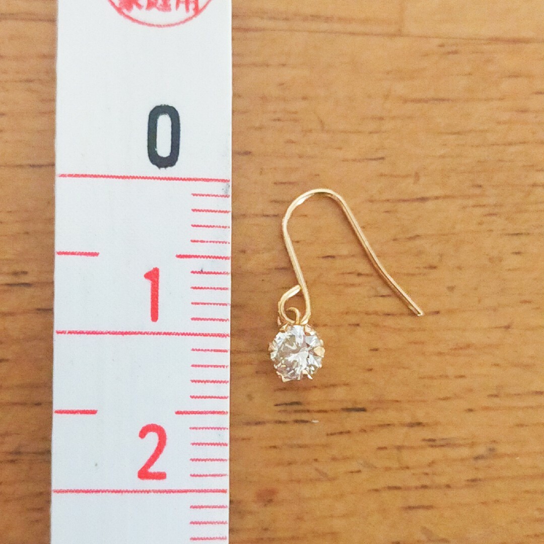 K18YG ひと粒ダイヤモンド フックピアス レディースのアクセサリー(ピアス)の商品写真