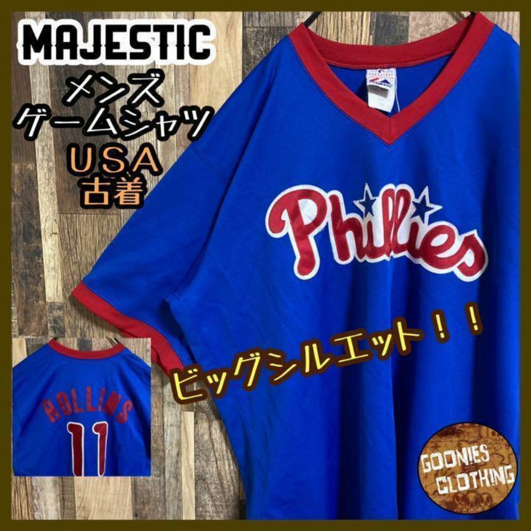 Majestic(マジェスティック)のマジェスティック MLB 野球 フィラデルフィア・フィリーズ ゲームシャツ ロゴ メンズのトップス(Tシャツ/カットソー(半袖/袖なし))の商品写真