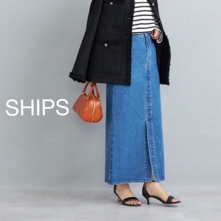 【SHIPS】〈洗濯機可能〉11.5oz デニムタイトスカート