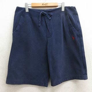 ラルフローレン(Ralph Lauren)のW38★古着 ラルフローレン Ralph Lauren ブランド ショート イージー パンツ ショーツ メンズ 90年代 90s ワンポイントロゴ 鹿の子 紺 ネイビー 【spe】 24apr15 中古 ボトムス 短パン ショーパン(ワークパンツ/カーゴパンツ)