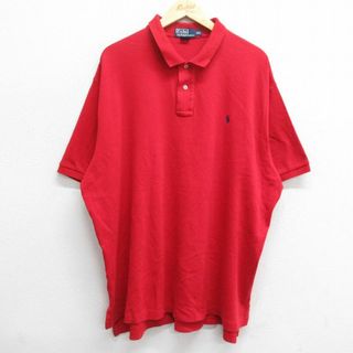 ラルフローレン(Ralph Lauren)のXL★古着 ラルフローレン Ralph Lauren 半袖 ブラント ポロ シャツ メンズ 90年代 90s ワンポイントロゴ 大きいサイズ コットン 赤 レッド 24apr15 中古 トップス(ポロシャツ)