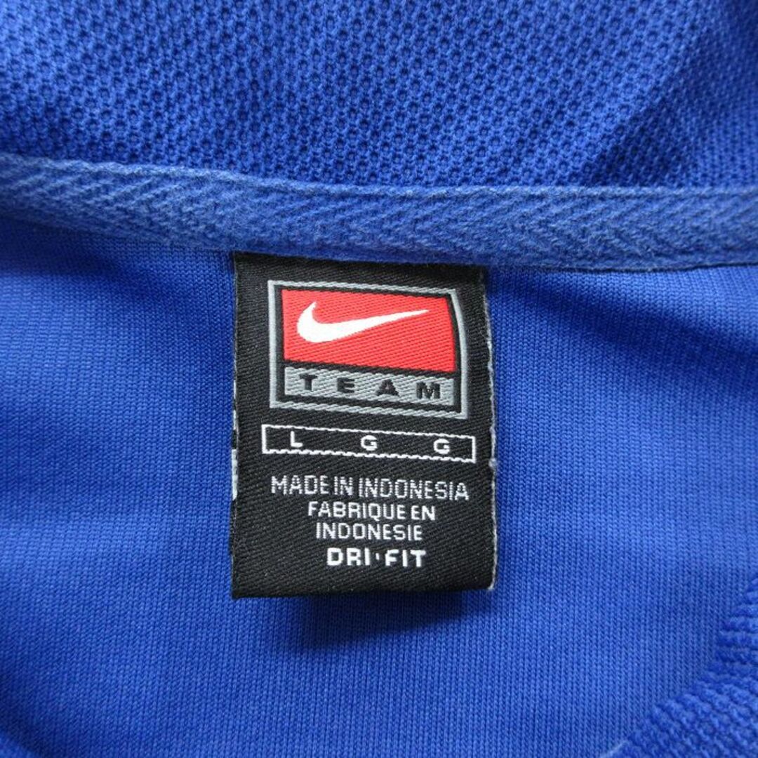 NIKE(ナイキ)のXL★古着 ナイキ NIKE 半袖 ブラント ポロ シャツ メンズ 00年代 00s ワンポイントロゴ UBC バスケットボール ドライフィット 大きいサイズ ツートンカラー ラグラン 青他 ブルー 24apr15 中古 トップス メンズのトップス(ポロシャツ)の商品写真