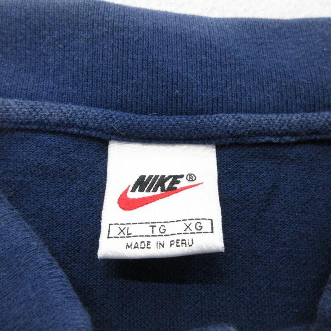 NIKE(ナイキ)のXL★古着 ナイキ NIKE 半袖 ブラント ポロ シャツ メンズ 90年代 90s ワンポイントロゴ 鹿の子 大きいサイズ コットン 紺 ネイビー 24apr15 中古 トップス メンズのトップス(ポロシャツ)の商品写真