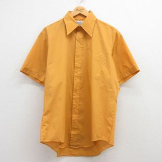 XL★古着 半袖 シャツ メンズ 70年代 70s ロング丈 黄 イエロー 24apr15 中古 トップス(シャツ)