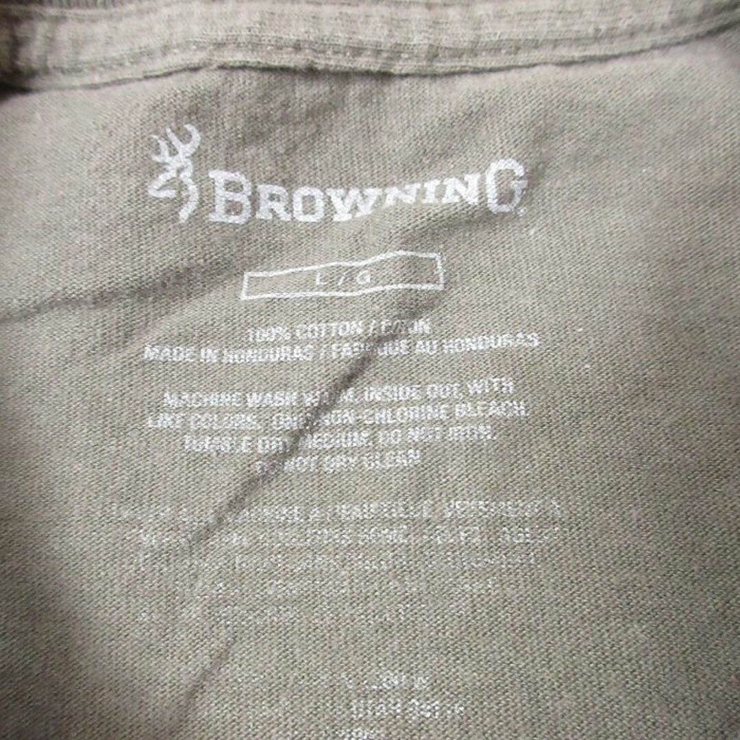 L★古着 半袖 Tシャツ メンズ BROWNING コットン クルーネック 緑 グリーン 24apr15 中古 メンズのトップス(Tシャツ/カットソー(半袖/袖なし))の商品写真