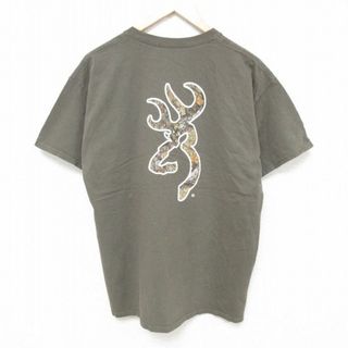 L★古着 半袖 Tシャツ メンズ BROWNING コットン クルーネック 緑 グリーン 24apr15 中古(Tシャツ/カットソー(半袖/袖なし))