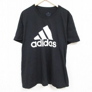 アディダス(adidas)のXL★古着 アディダス adidas 半袖 ブランド Tシャツ メンズ ビッグロゴ 大きいサイズ コットン クルーネック 黒 ブラック 24apr15 中古(Tシャツ/カットソー(半袖/袖なし))