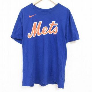 ナイキ(NIKE)のXL★古着 ナイキ NIKE 半袖 ブランド Tシャツ メンズ MLB ニューヨークメッツ フランシスコリンドーア 12 大きいサイズ クルーネック 紺 ネイビー メジャーリーグ ベースボール 野球 24apr15 中古(Tシャツ/カットソー(半袖/袖なし))