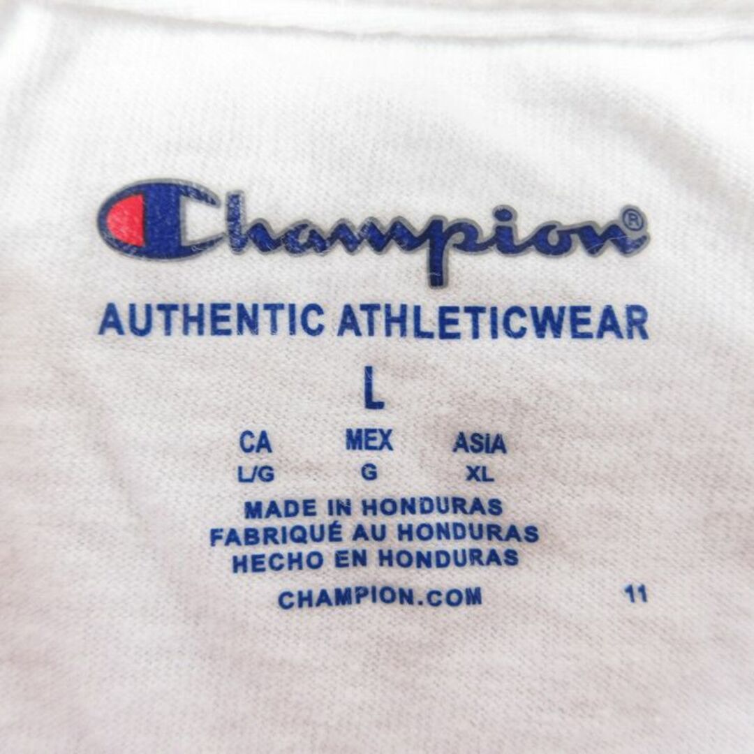 Champion(チャンピオン)のXL★古着 チャンピオン Champion 半袖 ブランド Tシャツ メンズ ビッグロゴ 世界地図 コットン クルーネック 白 ホワイト 24apr15 中古 メンズのトップス(Tシャツ/カットソー(半袖/袖なし))の商品写真