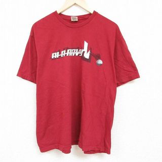 オールドネイビー(Old Navy)のXL★古着 オールドネイビー OLD NAVY 半袖 Tシャツ メンズ ビッグロゴ 大きいサイズ コットン クルーネック エンジ 24apr15 中古(Tシャツ/カットソー(半袖/袖なし))