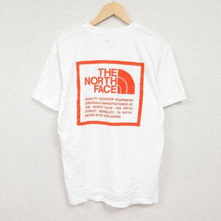 ノースフェイス(North Face)のXL★古着 ノースフェイス THE NORTH FACE 半袖 ブランド Tシャツ メンズ ビッグロゴ コットン クルーネック 白 ホワイト 24apr15 中古(Tシャツ/カットソー(半袖/袖なし))