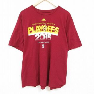 アディダス(adidas)のXL★古着 アディダス adidas 半袖 ブランド Tシャツ メンズ NBA クリーブランドキャバリアーズ 大きいサイズ コットン クルーネック エンジ バスケットボール 24apr15 中古(Tシャツ/カットソー(半袖/袖なし))