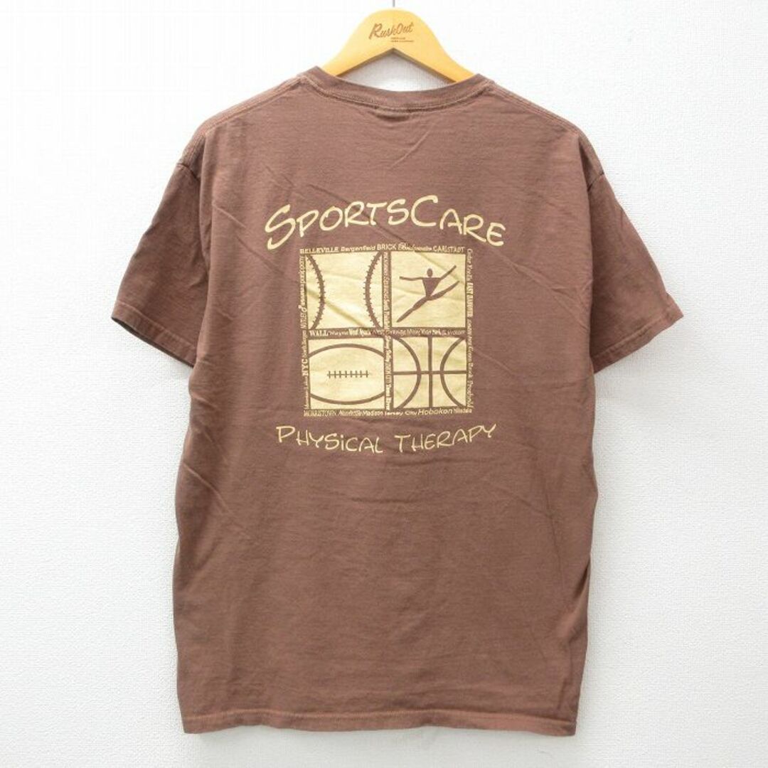 L★古着 半袖 ビンテージ Tシャツ メンズ 00年代 00s スポーツ コットン クルーネック 茶 ブラウン 24apr15 中古 メンズのトップス(Tシャツ/カットソー(半袖/袖なし))の商品写真