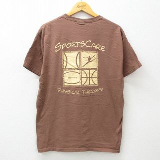 L★古着 半袖 ビンテージ Tシャツ メンズ 00年代 00s スポーツ コットン クルーネック 茶 ブラウン 24apr15 中古(Tシャツ/カットソー(半袖/袖なし))