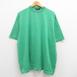 XL★古着 半袖 ビンテージ Tシャツ メンズ 90年代 90s 無地 大きいサイズ クルーネック USA製 緑 グリーン 24apr15 中古(Tシャツ/カットソー(半袖/袖なし))