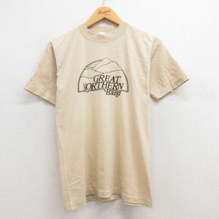 M★古着 半袖 ビンテージ Tシャツ メンズ 70年代 70s GREAT クルーネック USA製 ベージュ カーキ 24apr15 中古(Tシャツ/カットソー(半袖/袖なし))