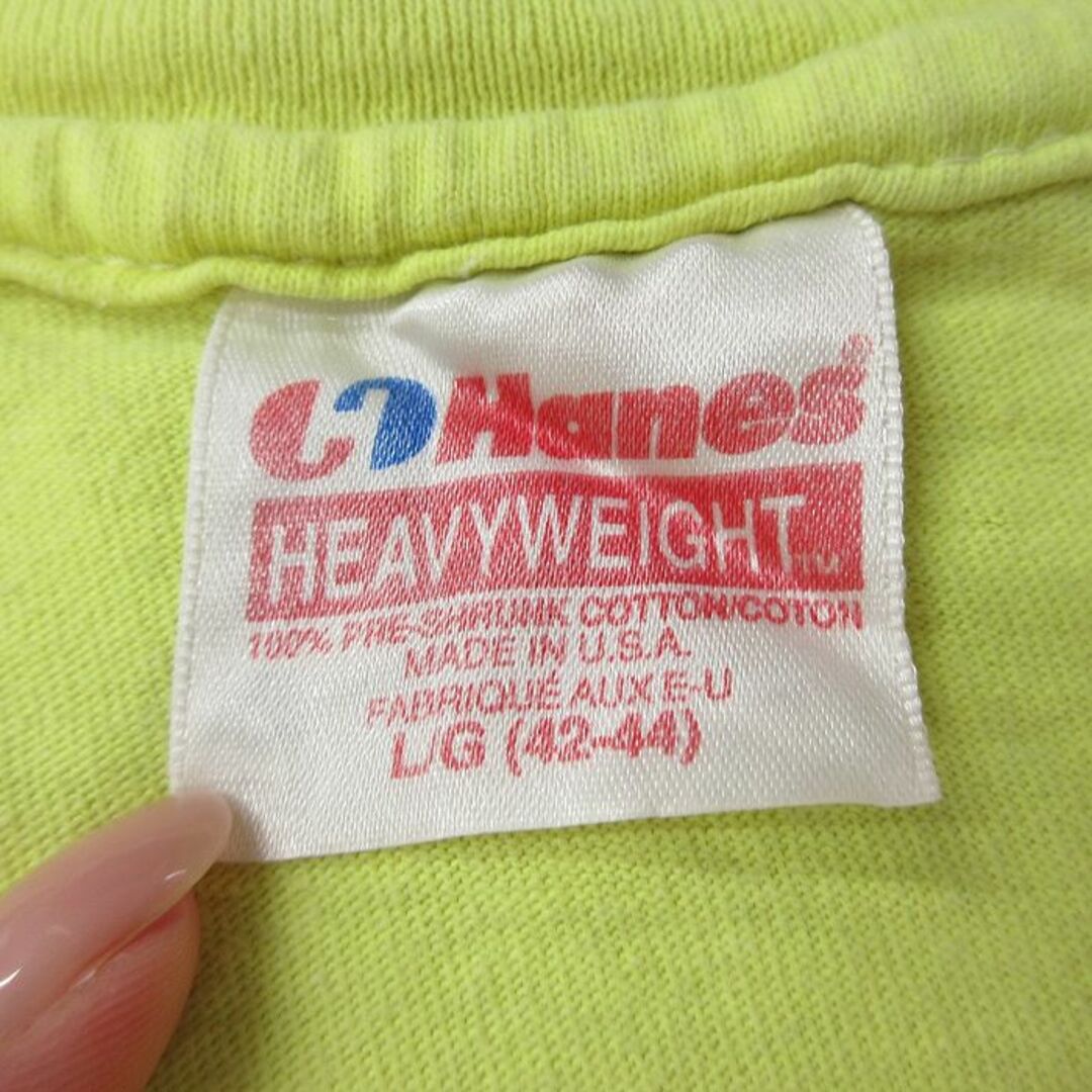 Hanes(ヘインズ)のL★古着 ヘインズ Hanes 半袖 ビンテージ Tシャツ メンズ 80年代 80s TRI コットン クルーネック USA製 黄 イエロー 24apr15 中古 メンズのトップス(Tシャツ/カットソー(半袖/袖なし))の商品写真