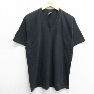 ギャップ(GAP)のM★古着 ギャップ GAP 半袖 ビンテージ Tシャツ メンズ 90年代 90s 無地 Vネック USA製 黒 ブラック 24apr15 中古(Tシャツ/カットソー(半袖/袖なし))