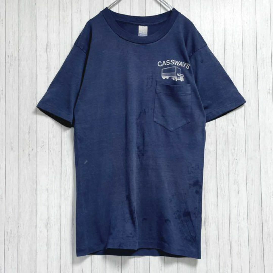 Health knit　ヘルスニット　USA製　Tシャツ　ネイビー　紺　M メンズのトップス(Tシャツ/カットソー(半袖/袖なし))の商品写真