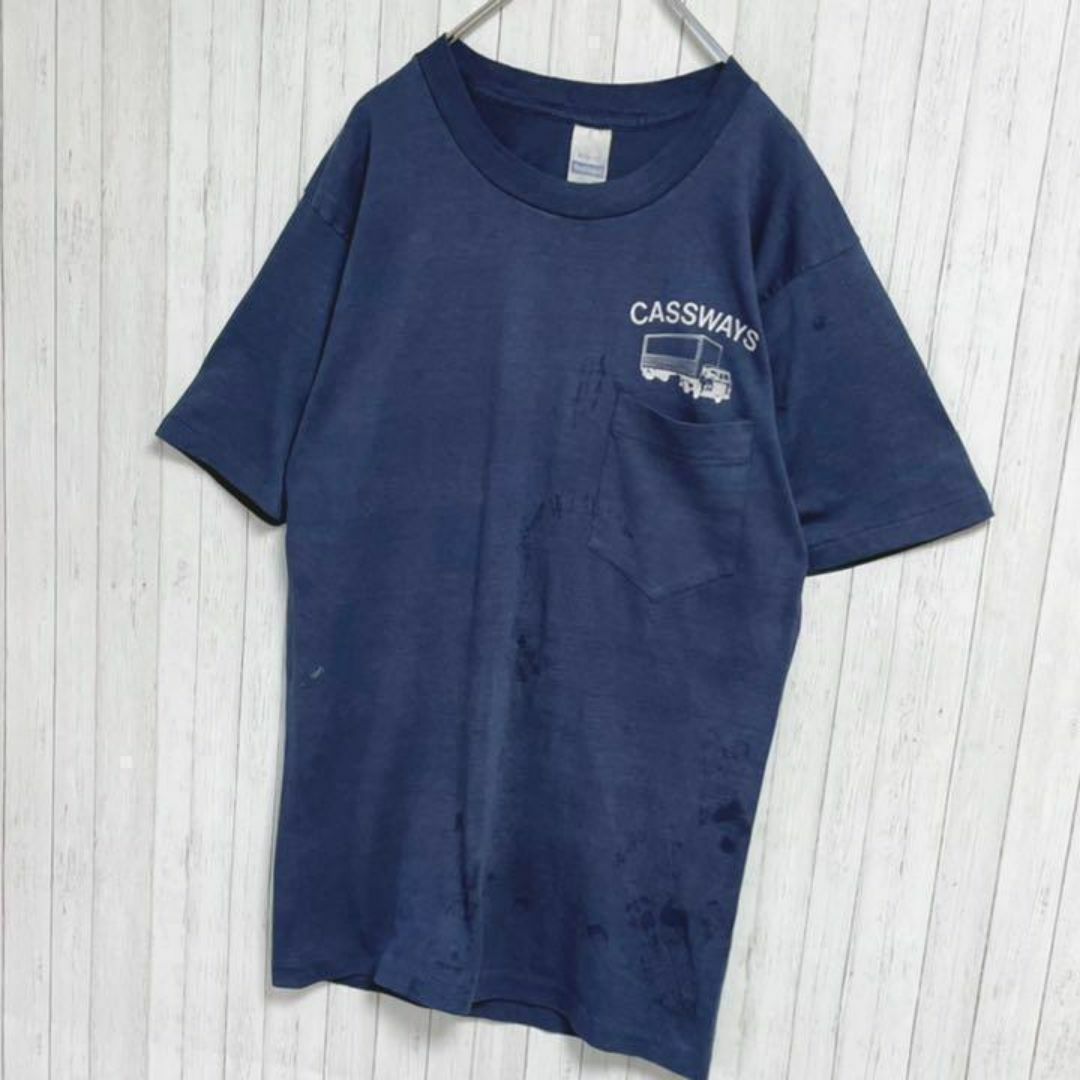 Health knit　ヘルスニット　USA製　Tシャツ　ネイビー　紺　M メンズのトップス(Tシャツ/カットソー(半袖/袖なし))の商品写真