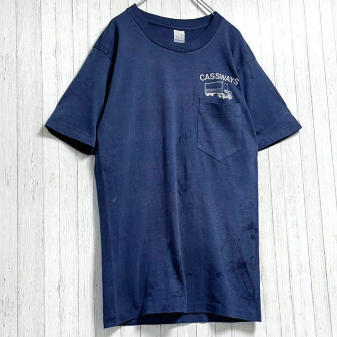 Health knit　ヘルスニット　USA製　Tシャツ　ネイビー　紺　M メンズのトップス(Tシャツ/カットソー(半袖/袖なし))の商品写真