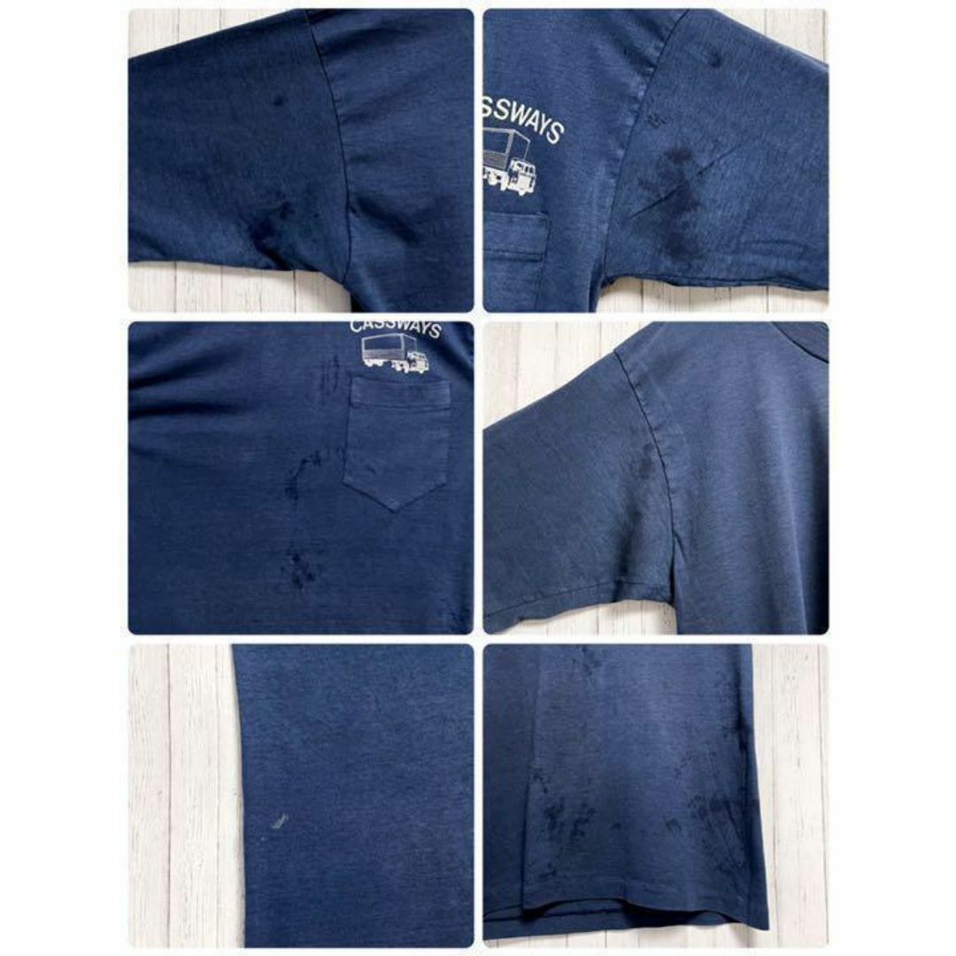 Health knit　ヘルスニット　USA製　Tシャツ　ネイビー　紺　M メンズのトップス(Tシャツ/カットソー(半袖/袖なし))の商品写真