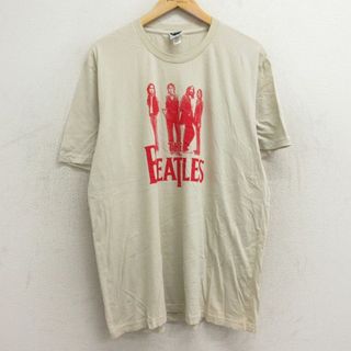 XL★古着 半袖 ビンテージ ロック バンド Tシャツ メンズ 00年代 00s ビートルズ The Beatles コットン クルーネック 薄ベージュ カーキ 24apr15 中古(Tシャツ/カットソー(半袖/袖なし))