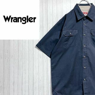 ラングラー(Wrangler)のラングラー　半袖シャツ　ダブルポケット　シンプル　無地　ネイビー　紺　S(シャツ)