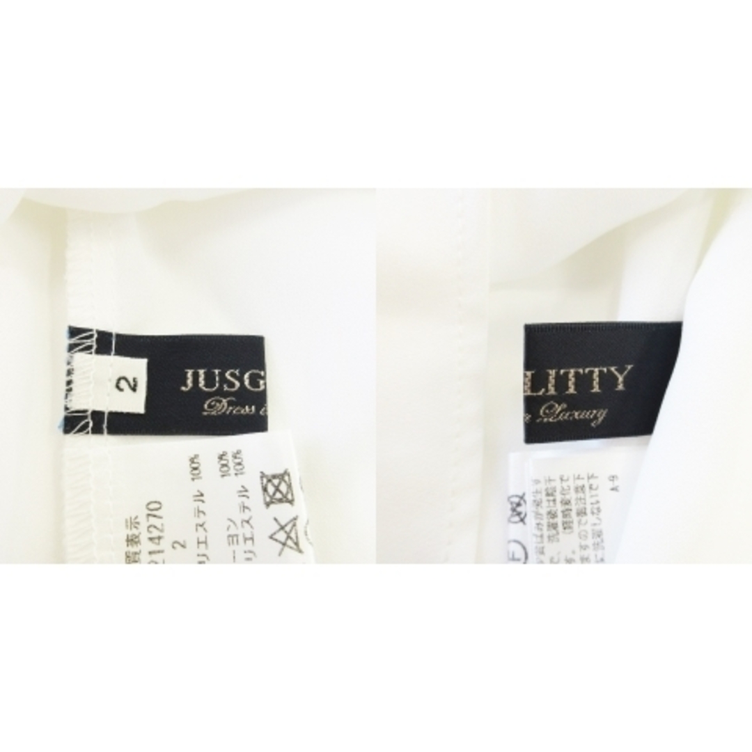 JUSGLITTY(ジャスグリッティー)のジャスグリッティー ブラウス Vネック ノースリーブ 透け感 刺繍 2 白 レディースのトップス(シャツ/ブラウス(半袖/袖なし))の商品写真