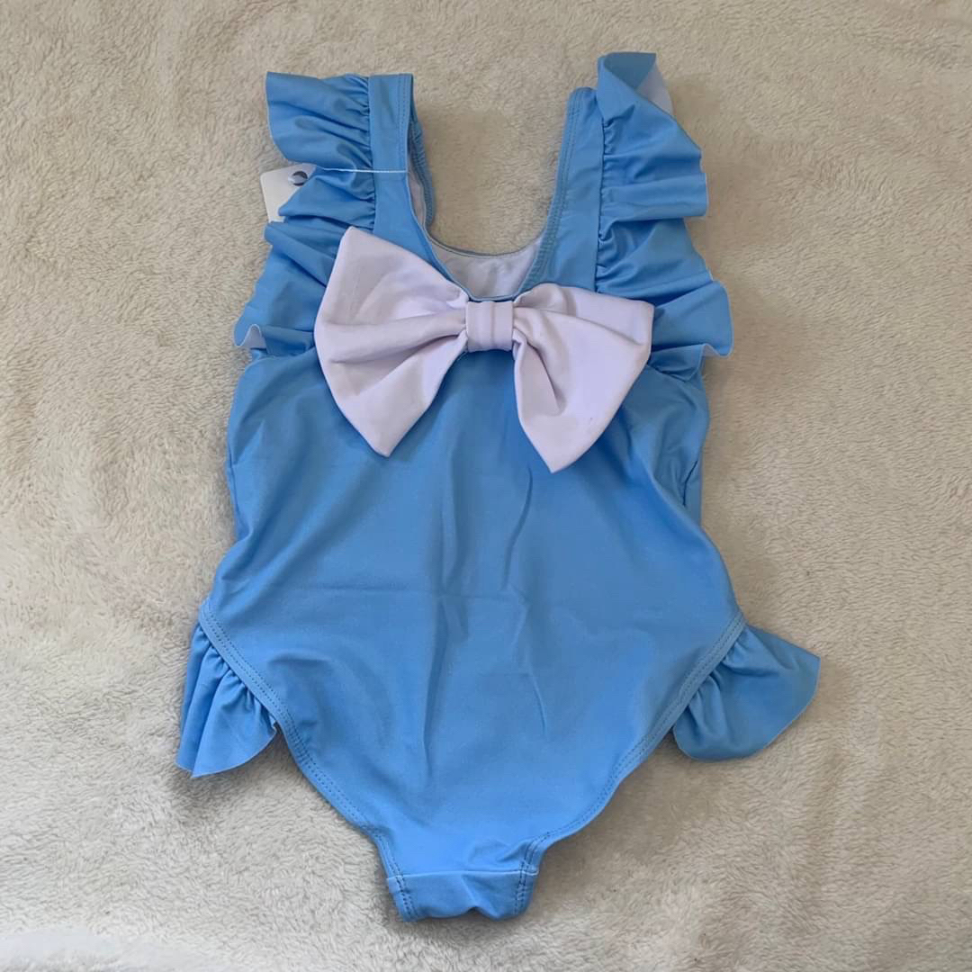 120 女の子 水着 ワンピース ビッグリボン ブルー ベビー 可愛い プール キッズ/ベビー/マタニティのキッズ服女の子用(90cm~)(水着)の商品写真