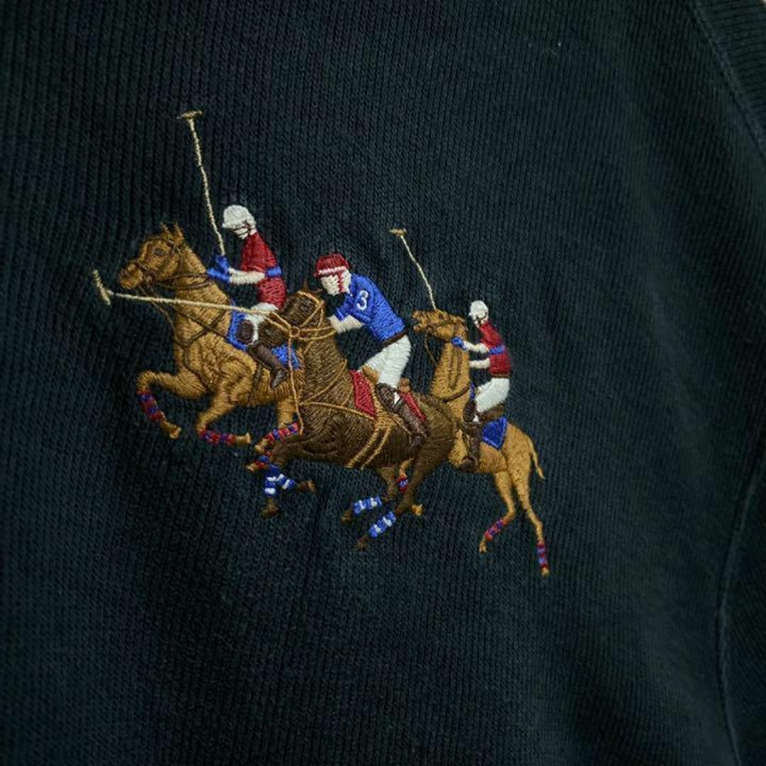 POLO RALPH LAUREN(ポロラルフローレン)のPolo ラルフローレン ハーフジップ トレーナー 黒XXL 刺繍 古着 長袖 メンズのトップス(スウェット)の商品写真