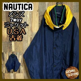 ノーティカ(NAUTICA)のノーティカ 2wayジャケット アウター Mサイズ ネイビー ロゴ USA古着(その他)