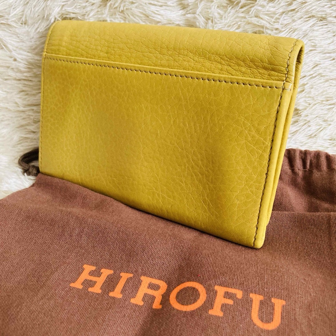 HIROFU センプレ 二つ折り財布 レザー ウォレット 本革 イエロー レディースのファッション小物(財布)の商品写真