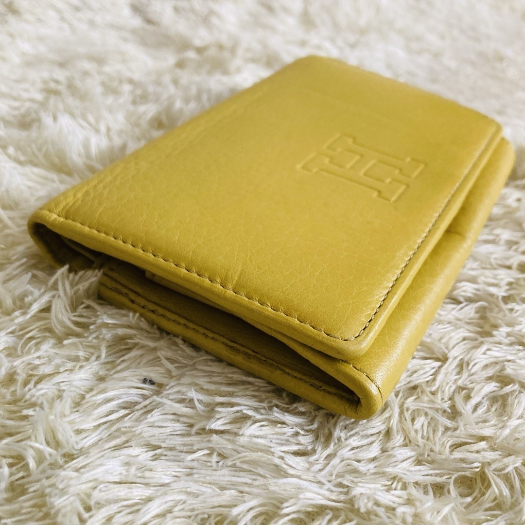 HIROFU センプレ 二つ折り財布 レザー ウォレット 本革 イエロー レディースのファッション小物(財布)の商品写真